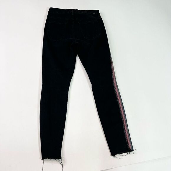 Mother Looker Ankle Fray Guilty Glitter Racer Jeans Womens 29 Black Frayed Hem - Picture 12 of 14